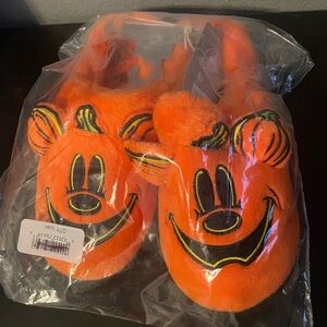 Disney Halloween Fuzzy Pumpkin Slippers